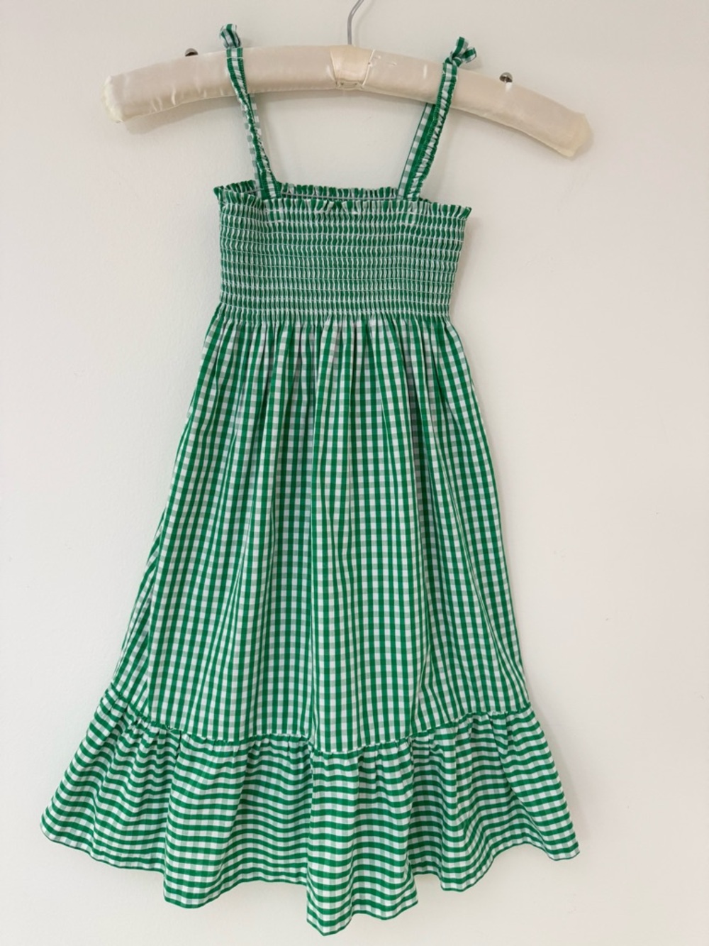 Little English Green Gingham Smocked Sundress with Ruffle Hem, Size 5 - Picture 6 of 10